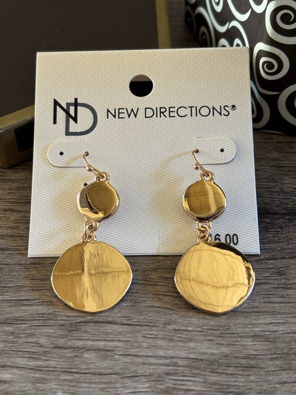New Directions Elegant Gold Drop Disc Earrings